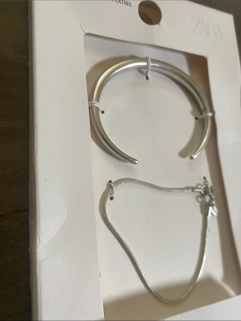 NWT Zara 2 Pack Silver Plated Metal Bracelets
